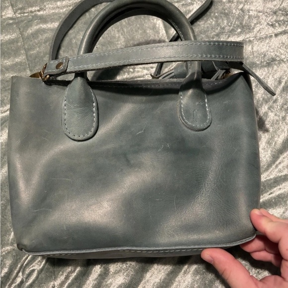 Portland leather good raindrop crossbody in Aqua - Picture 2 of 6